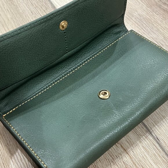 DOONEY & BOURKE Green / Brown Florentine Leather Large Clutch Wallet Organizer - Picture 4 of 6
